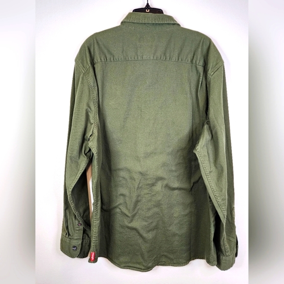 Wrangler Men's Army Green Button Down Long Sleeve Workwear Shirt Top, sz XL - Picture 5 of 13
